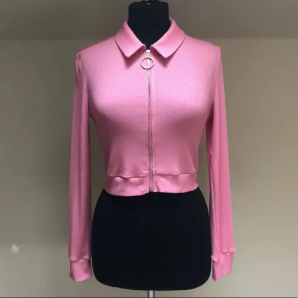 NWOT Dolls Kill Emory Park Zip Up Cropped Shirt